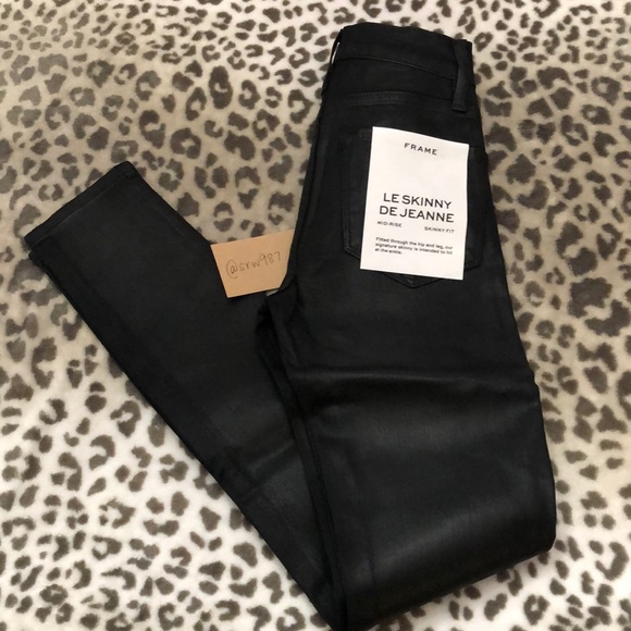 Frame Denim Denim - Frame Denim Le Skinny De Jeanne Coated Skinny Jeans in Black Noir Size 24